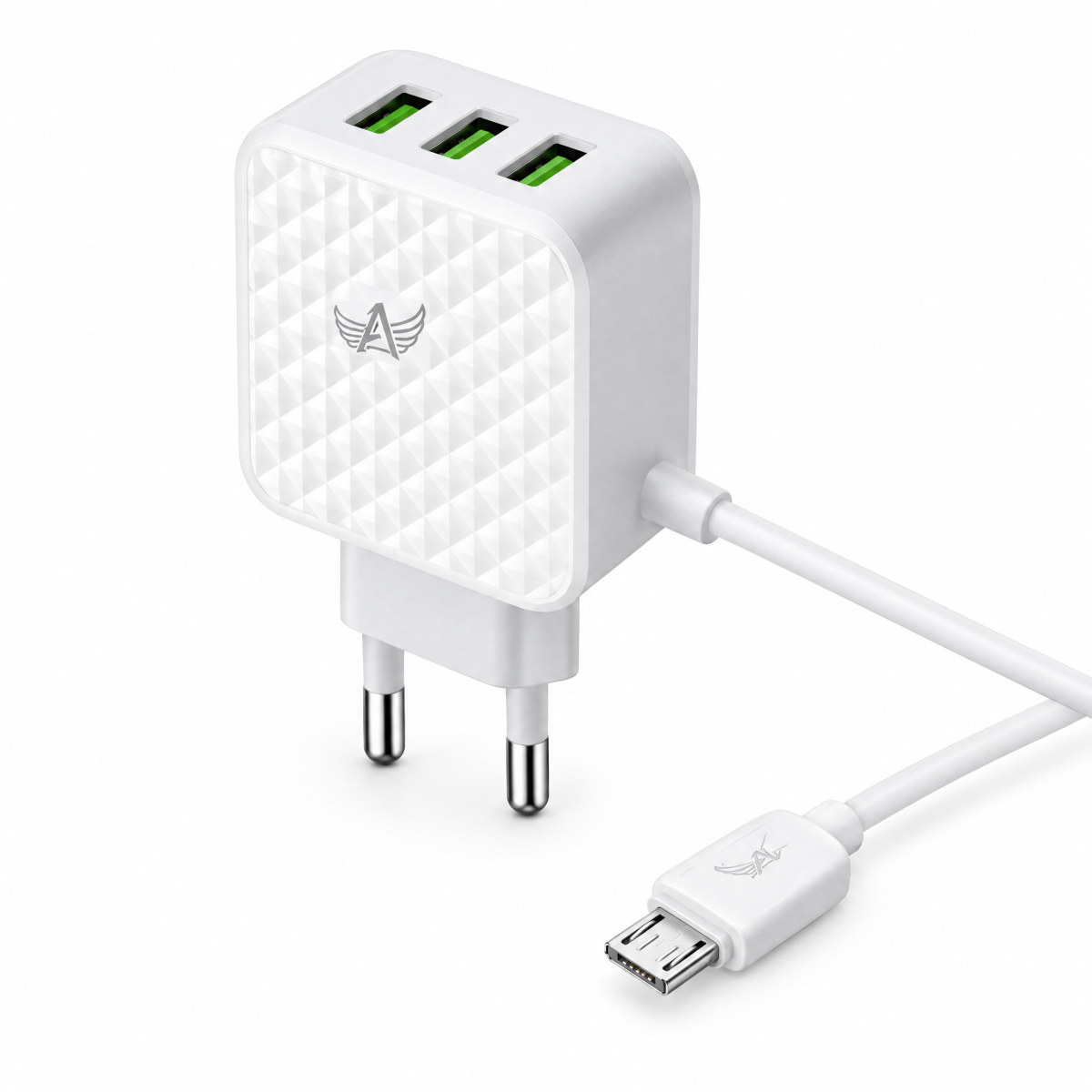 Carregador de tomada 3 USB com cabo micro USB (V8) 5,1A, 1 m