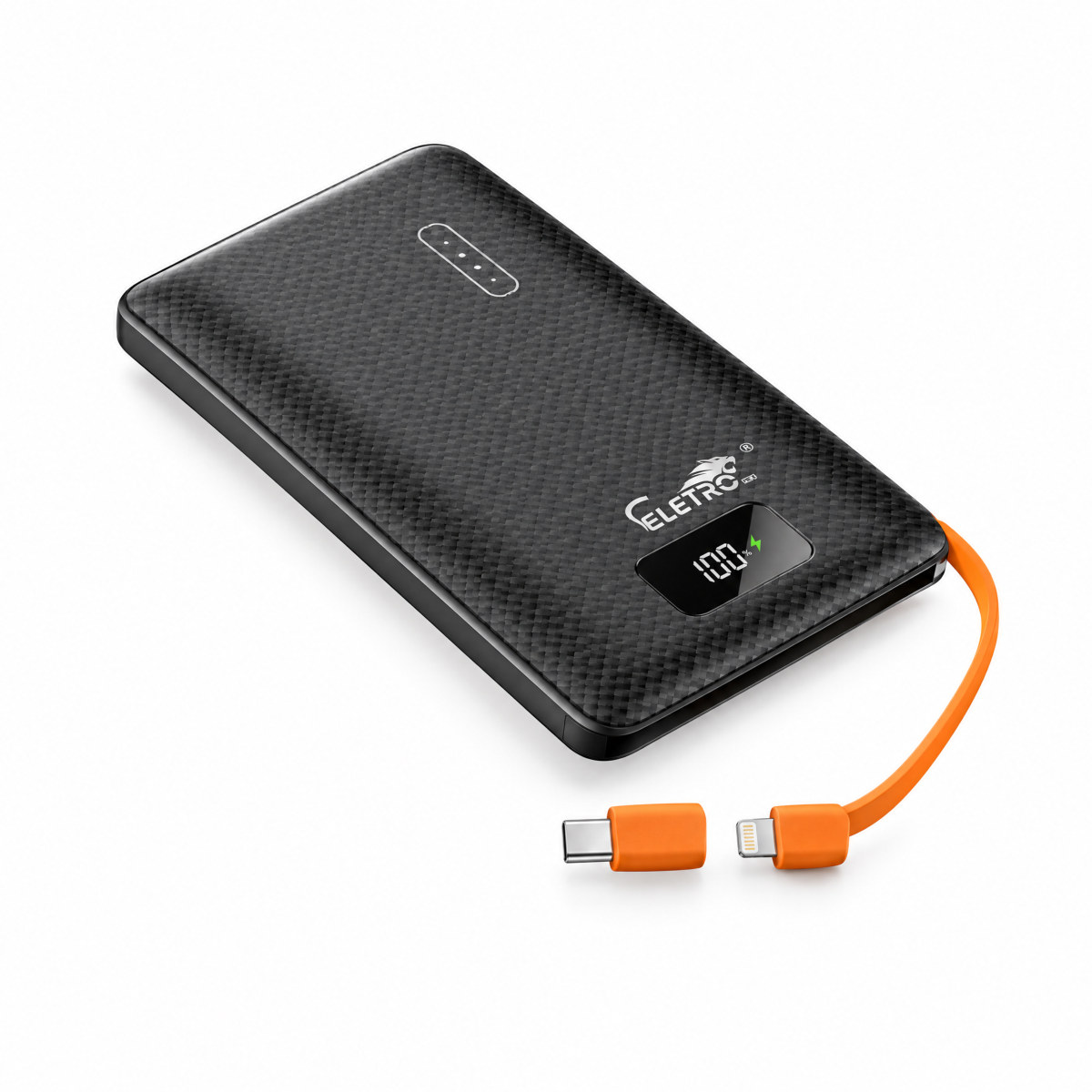 Carregador portátil 10.000 mAh 22,5W com cabos embutidos