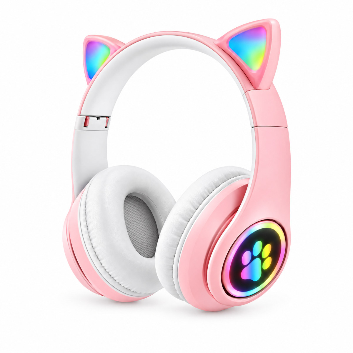 Headphone Bluetooth orelha de gato com LED RGB