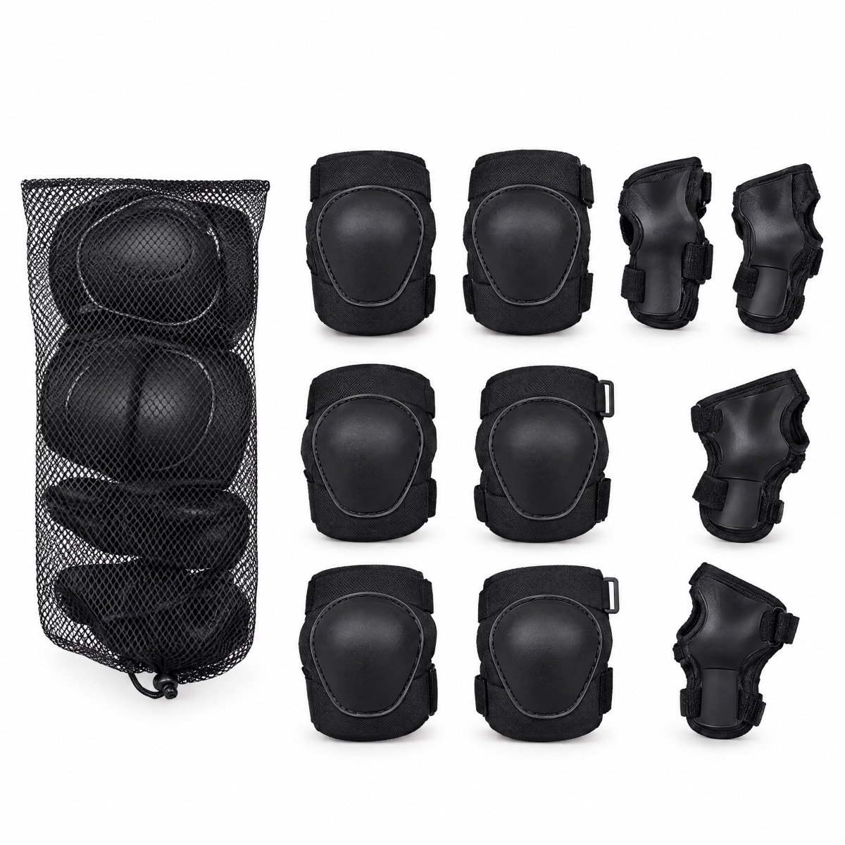 Kit de proteção infantil para patins e skate, preto