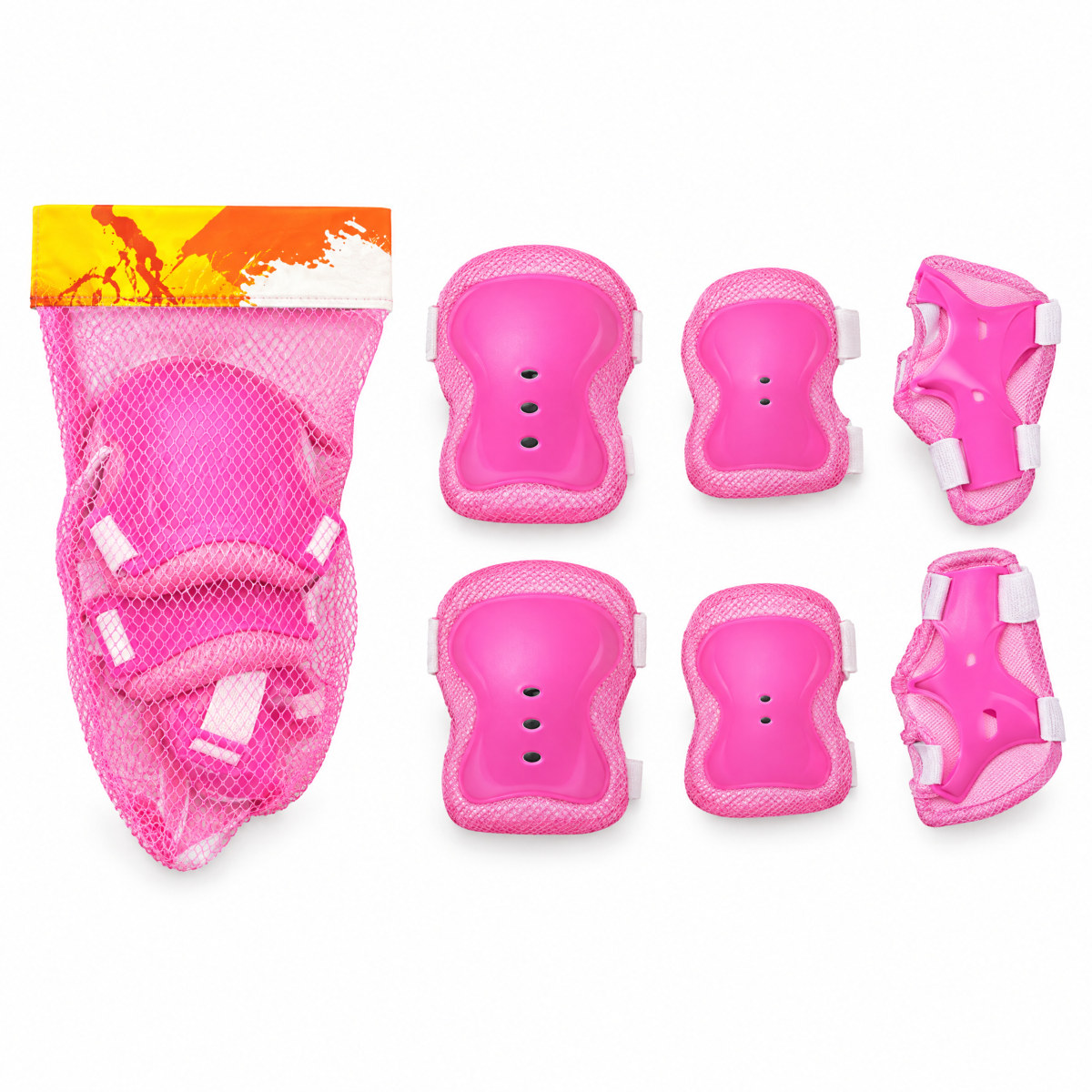 Kit de proteção infantil para patins e skate, rosa