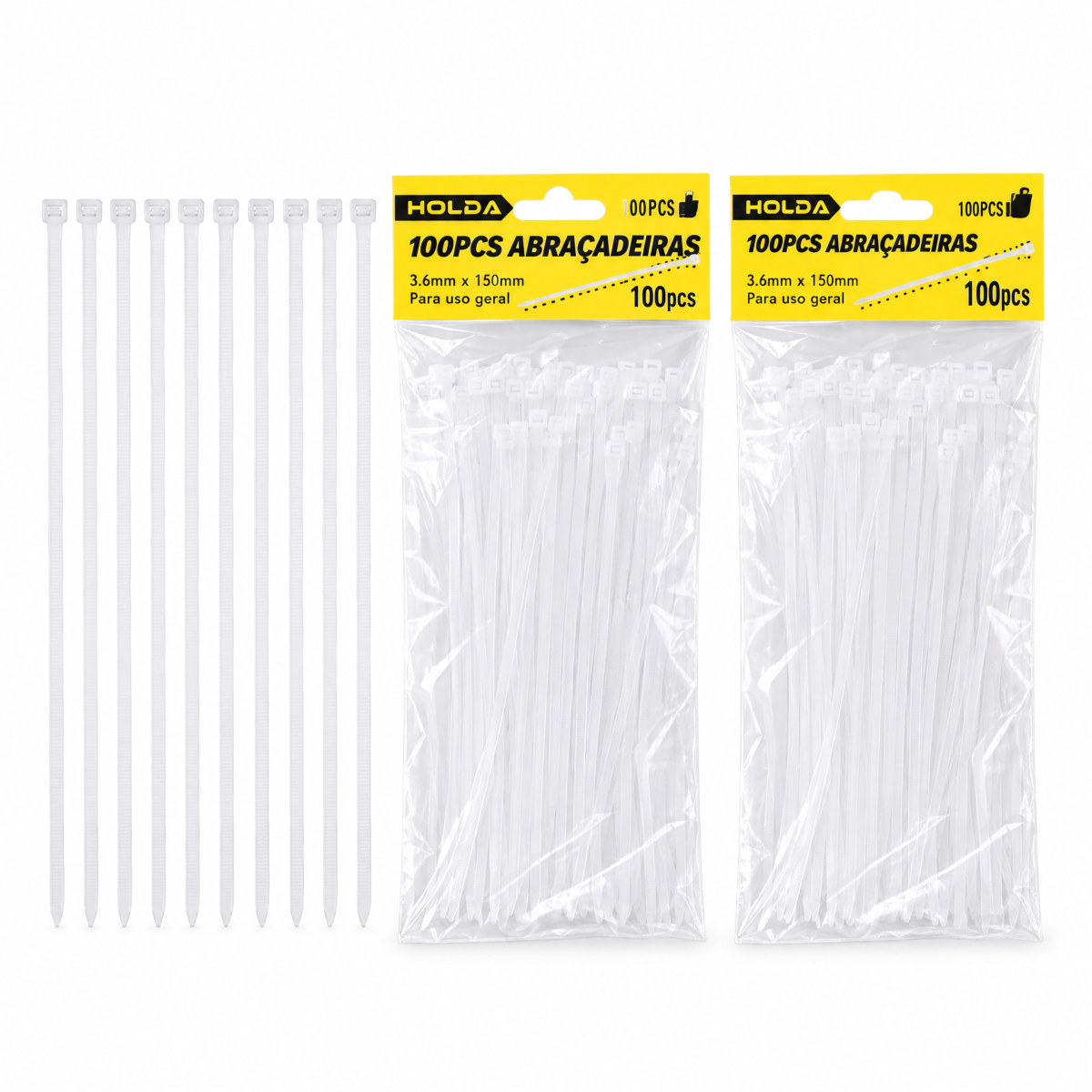 Abraçadeira de nylon transparente, pacote com 100