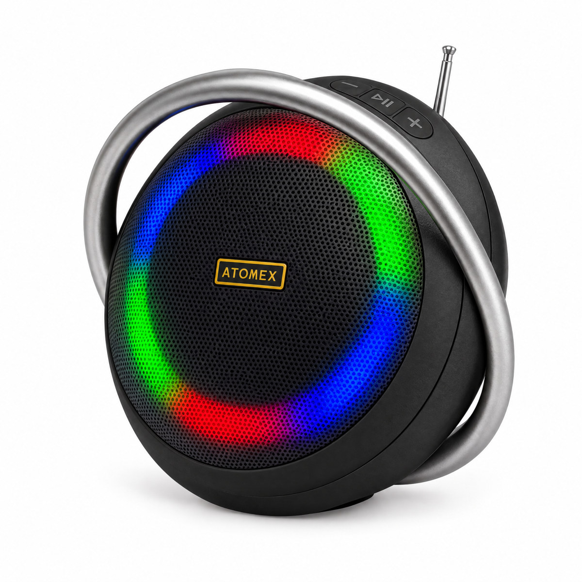 Caixa de som Bluetooth 10W com luz RGB e rádio