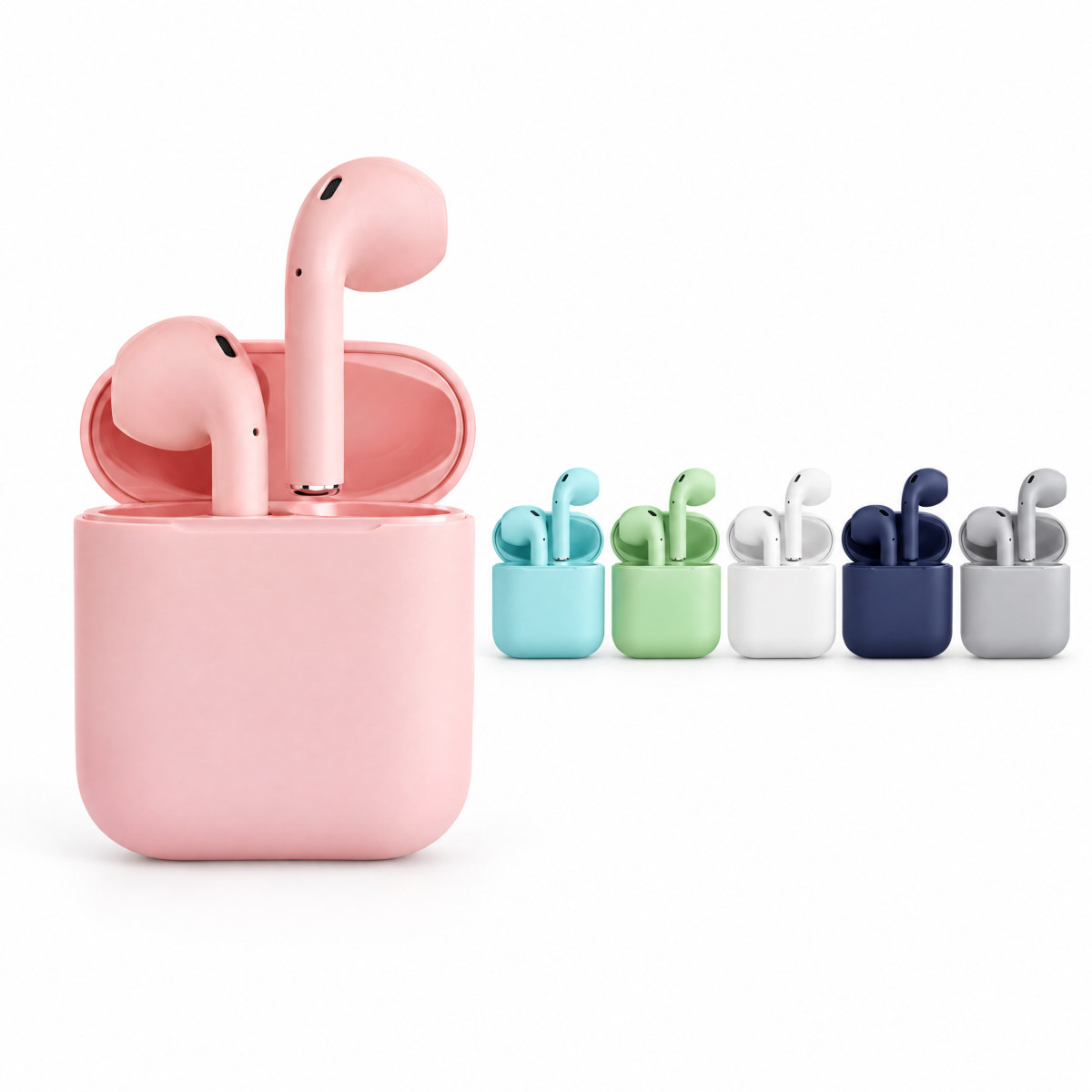 Fone Bluetooth i12 com estojo, cores candy