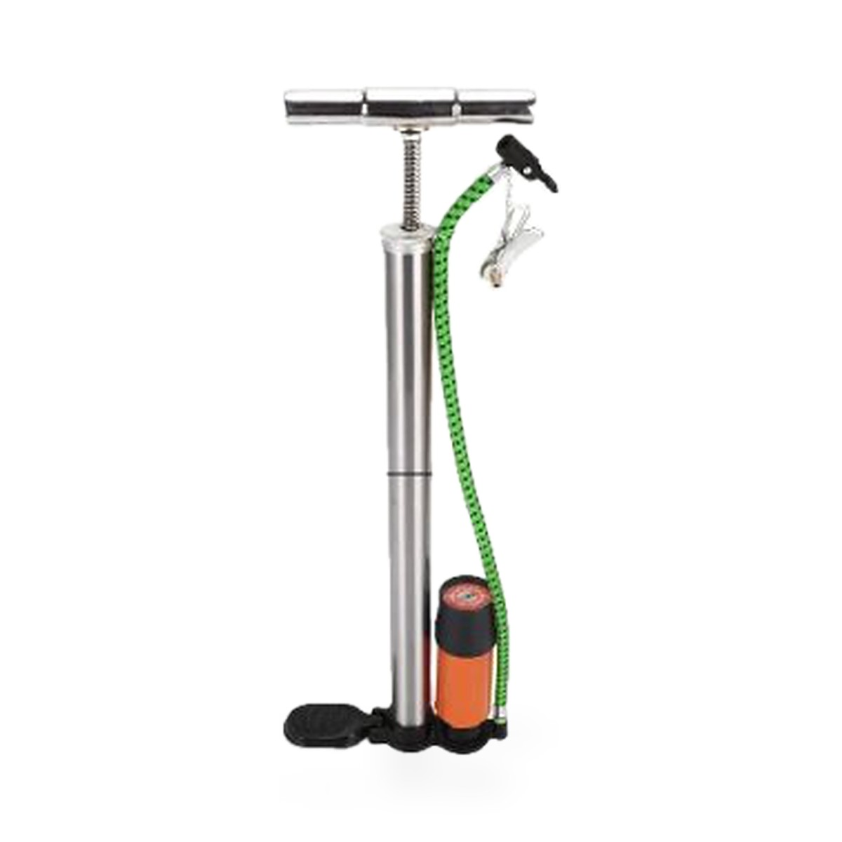 Bomba de ar de pé de aço inox 160 psi com manômetro, 54,5 cm