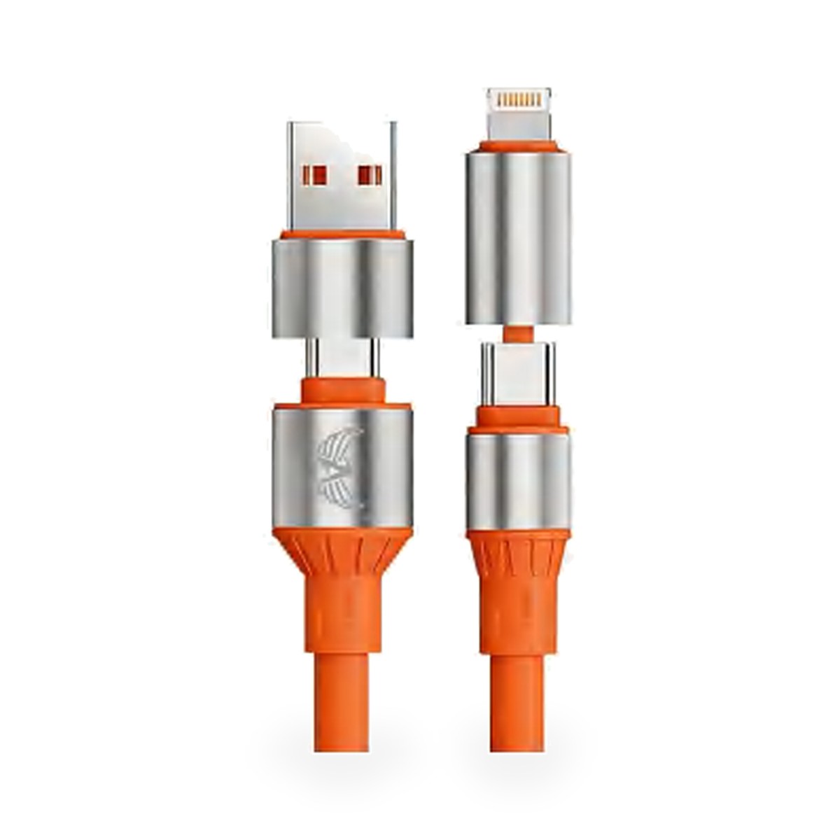 Cabo 4 em 1 de silicone com USB-C, USB e Lightning, 65W e 27W, 1 m