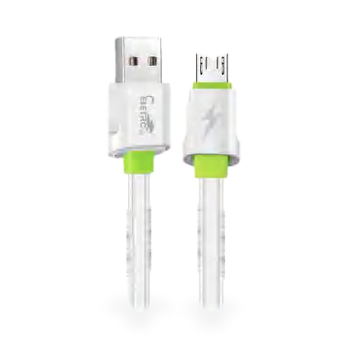 Cabo micro USB (V8) flexível 4,8A, 1 m, branco com detalhe verde