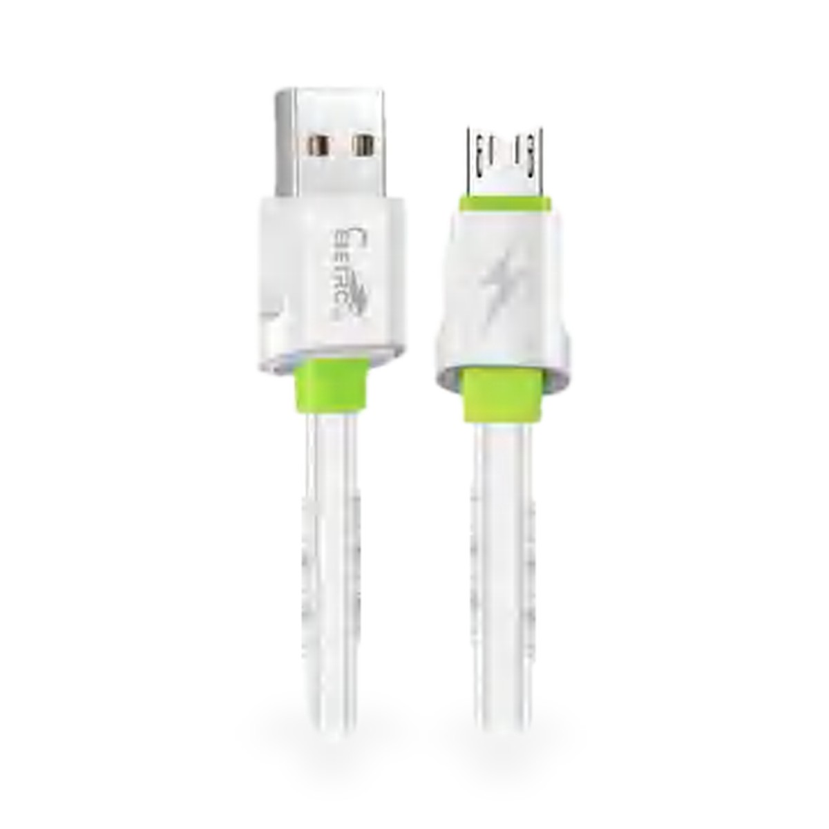 Cabo micro USB (V8) flexível 4,8A, 2 m, branco com detalhe verde