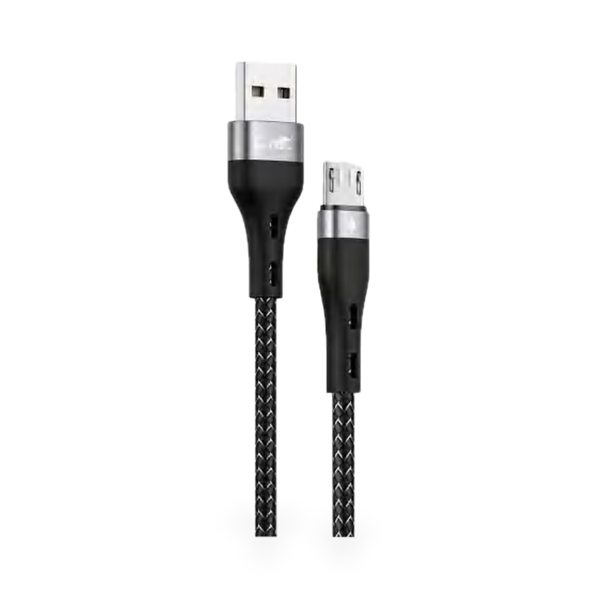 Cabo micro USB (V8) trançado 5A com anel metálico, 1 m, preto