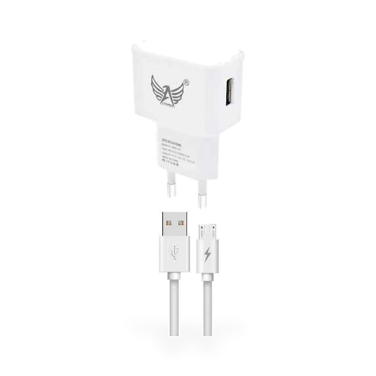 Carregador de tomada 1 USB com cabo micro USB (V8) 5,1A, 1 m