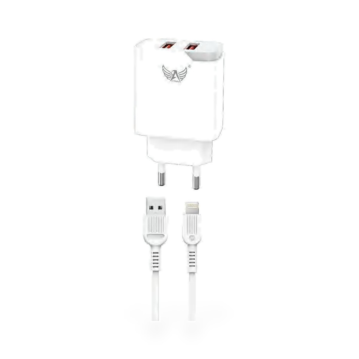 Carregador de tomada 2 USB com cabo Lightning 5,1A, 1 m
