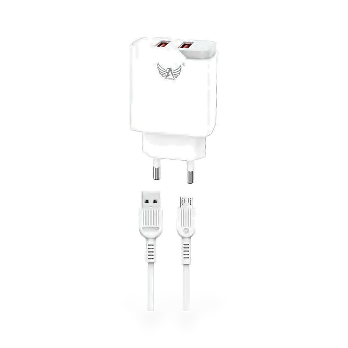 Carregador de tomada 2 USB com cabo micro USB (V8) 5,1A, 1 m