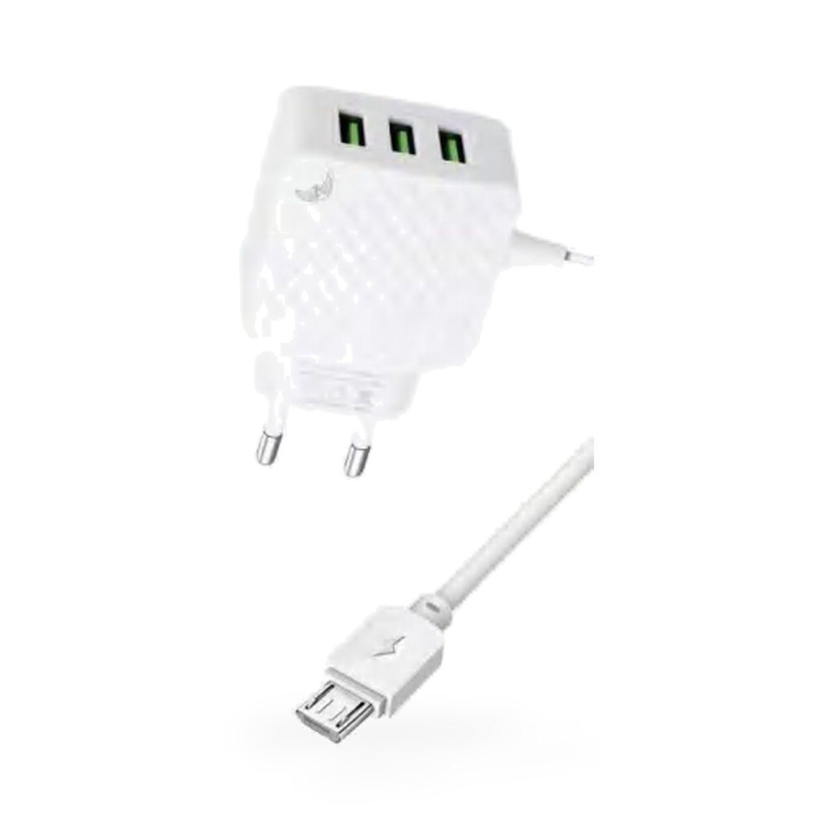 Carregador de tomada 3 USB com cabo micro USB (V8) embutido 5,1A, 1 m