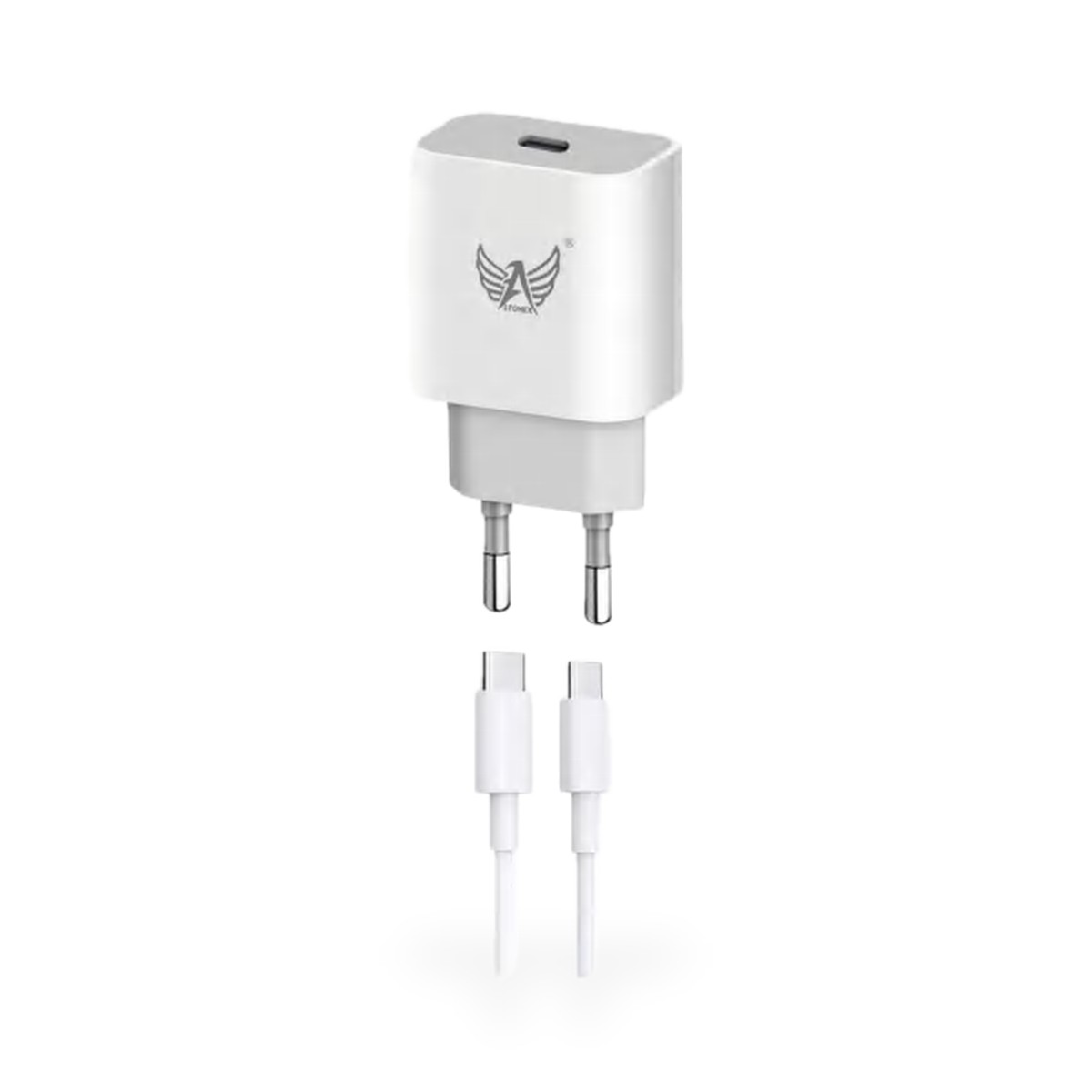 Carregador de tomada USB-C PD 20W com cabo USB-C para USB-C, 1 m