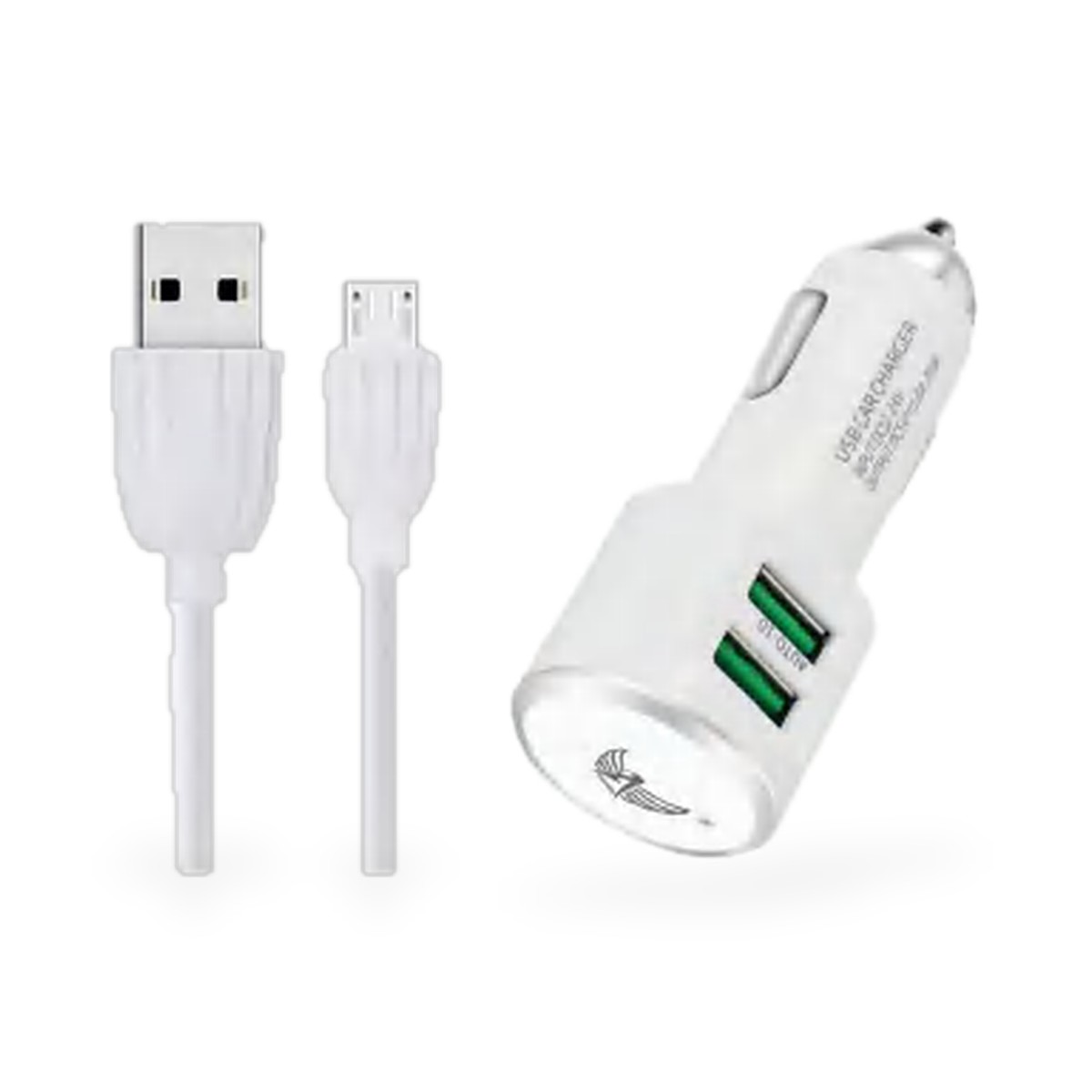 Carregador veicular 2 USB com cabo micro USB (V8) 3,1A, 1 m