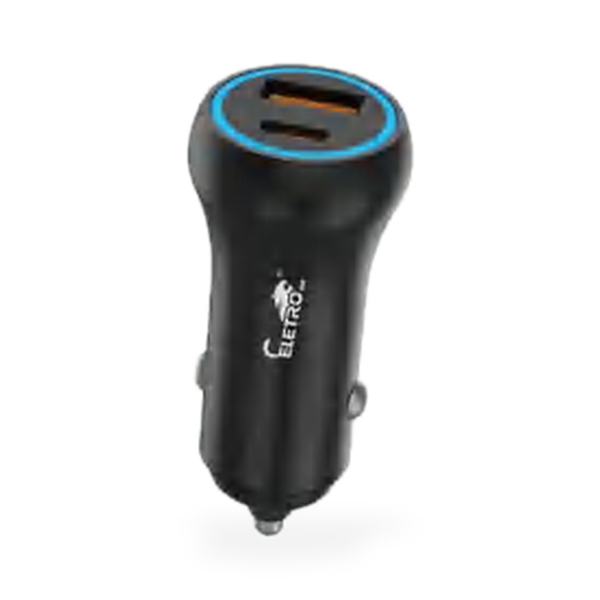 Carregador veicular 50W 10A USB e USB-C, sem cabo, preto e cinza