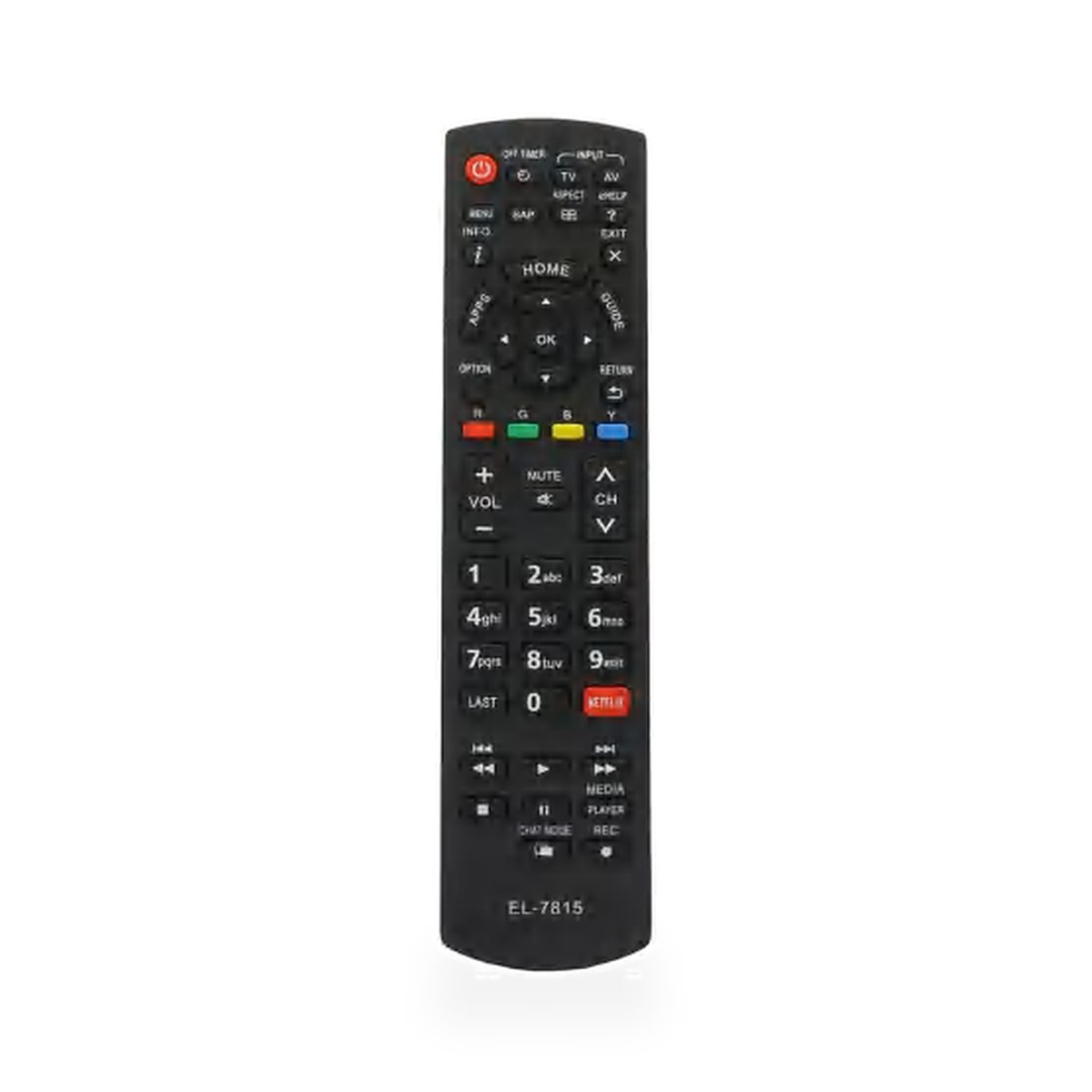 Controle remoto para TV Panasonic LCD, tecla Netflix junto ao teclado numérico