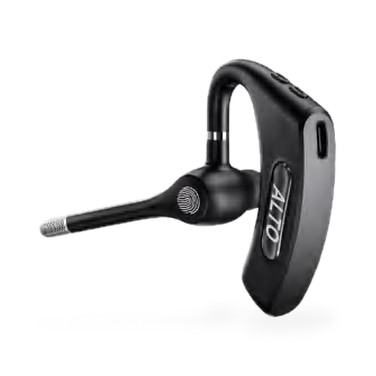Fone Bluetooth 5.0 de uma orelha com gancho e haste de microfone, preto