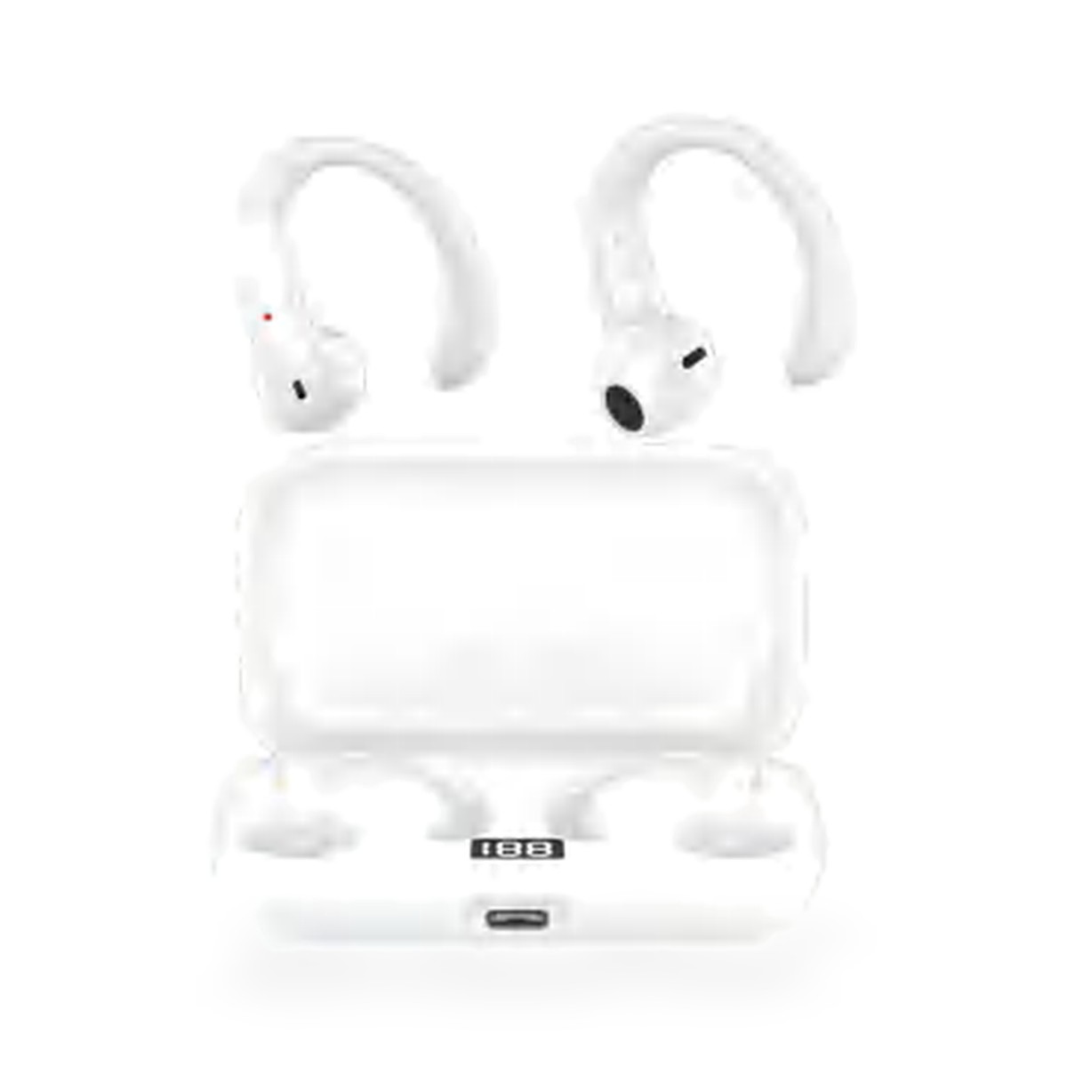 Fone Bluetooth 6.0 esportivo de gancho com visor digital, branco, modelo B