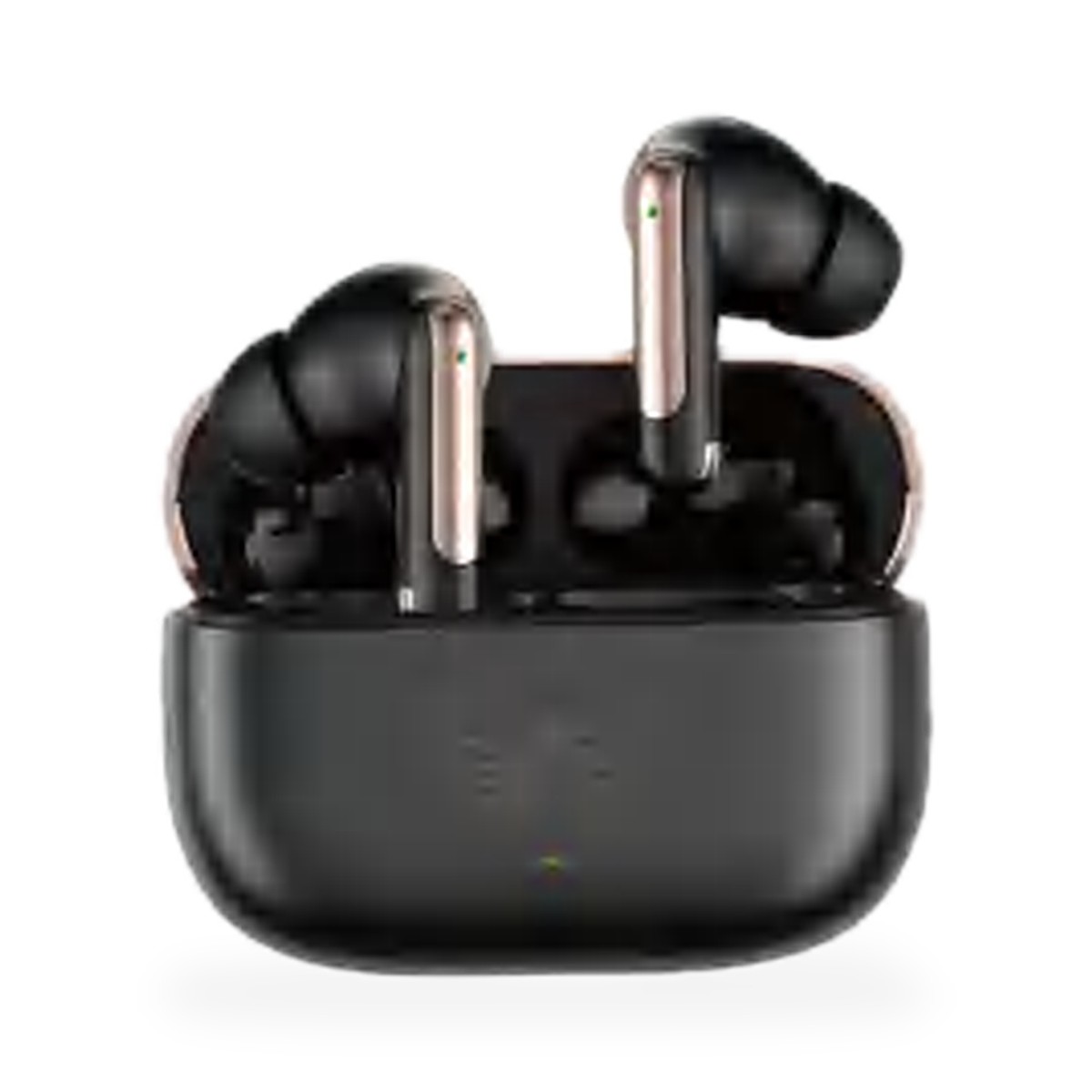 Fone Bluetooth 6.0 intra-auricular com hastes cromadas, preto e branco