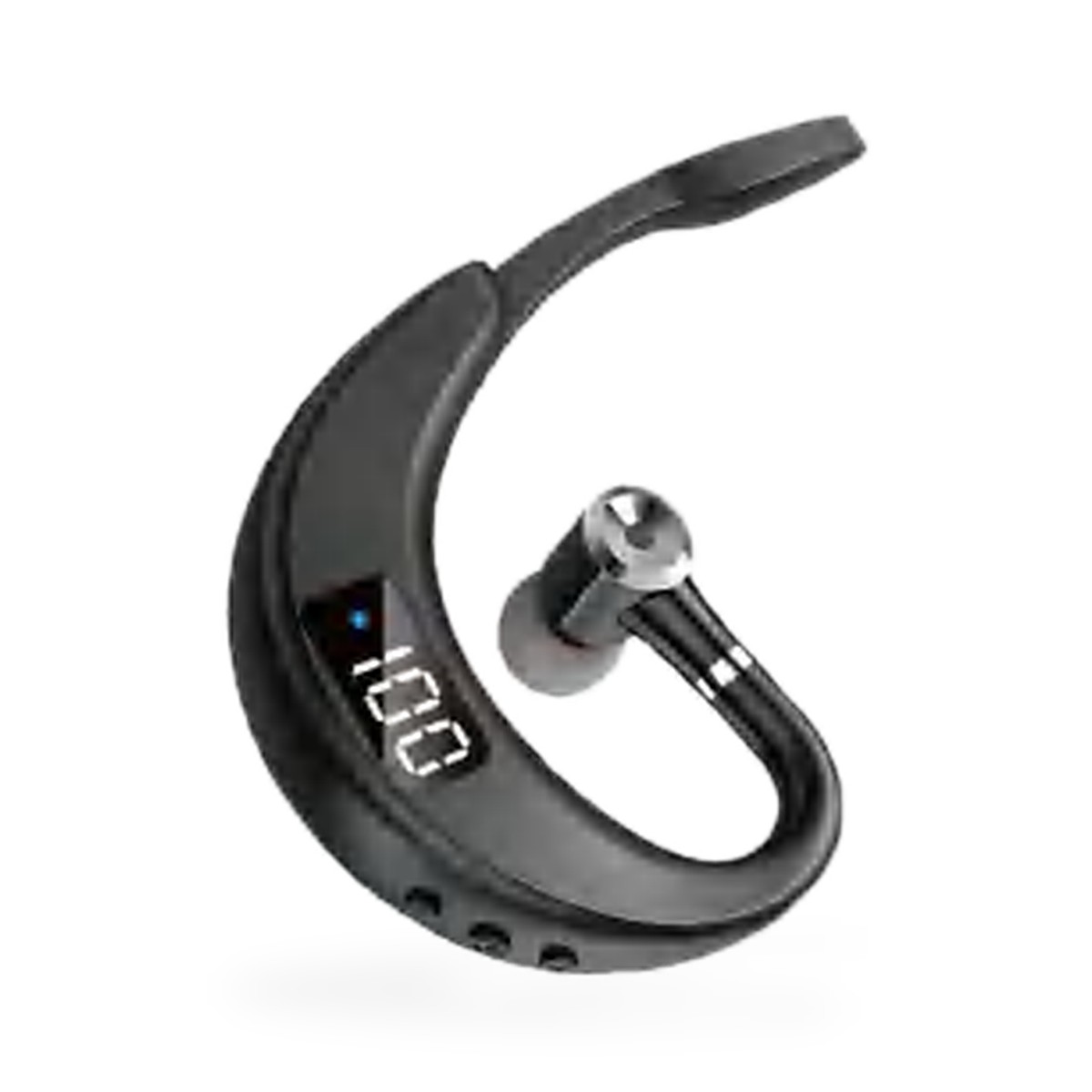 Fone Bluetooth esportivo de uma orelha com gancho e visor digital