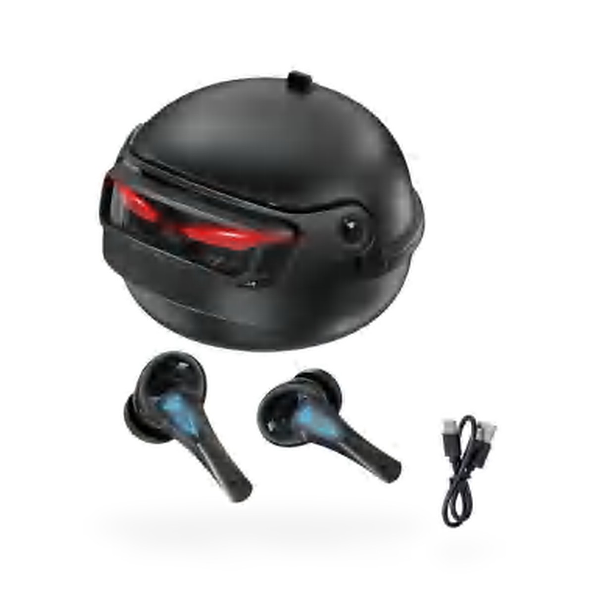 Fone Bluetooth gamer com estojo em forma de capacete e entrada USB-C