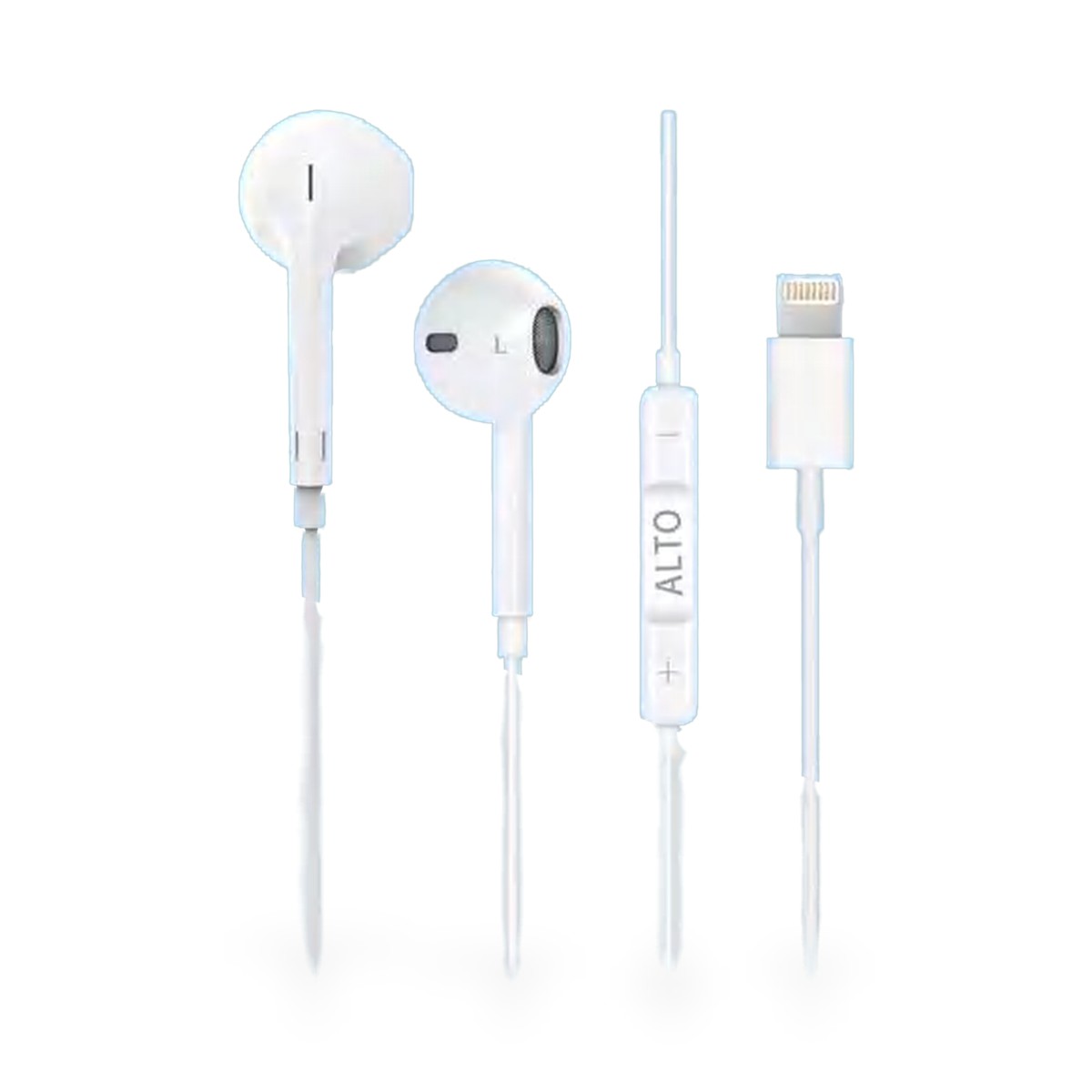 Fone de ouvido com fio Lightning e controle de volume