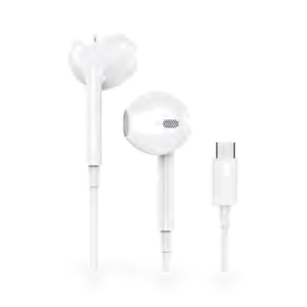 Fone de ouvido com fio USB-C e microfone HD, branco