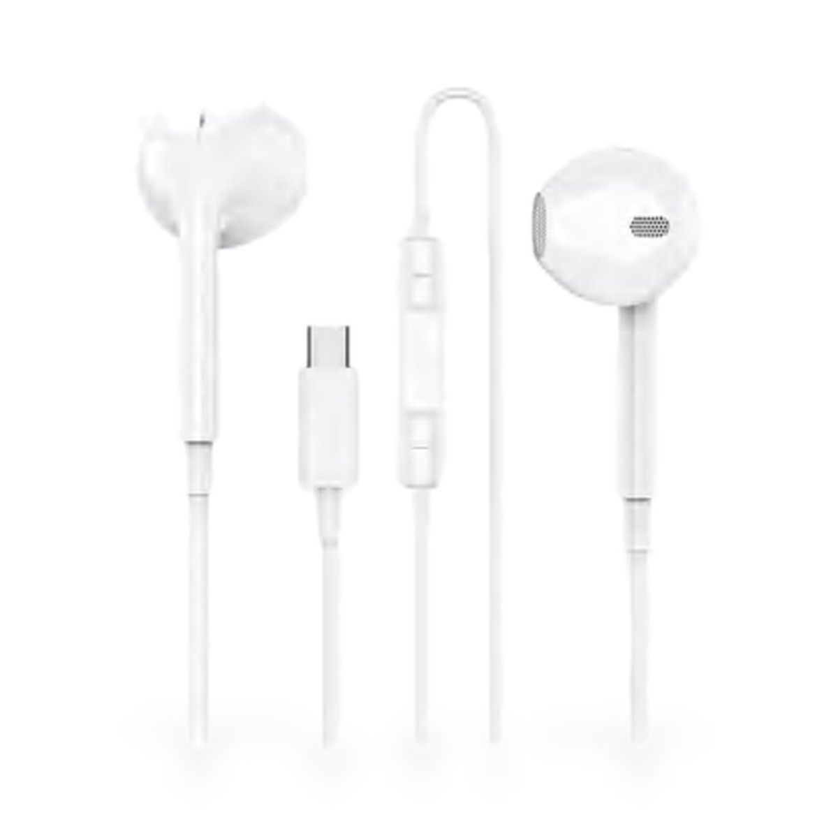 Fone de ouvido com fio USB-C e microfone, para iPhone 16 e 17, branco