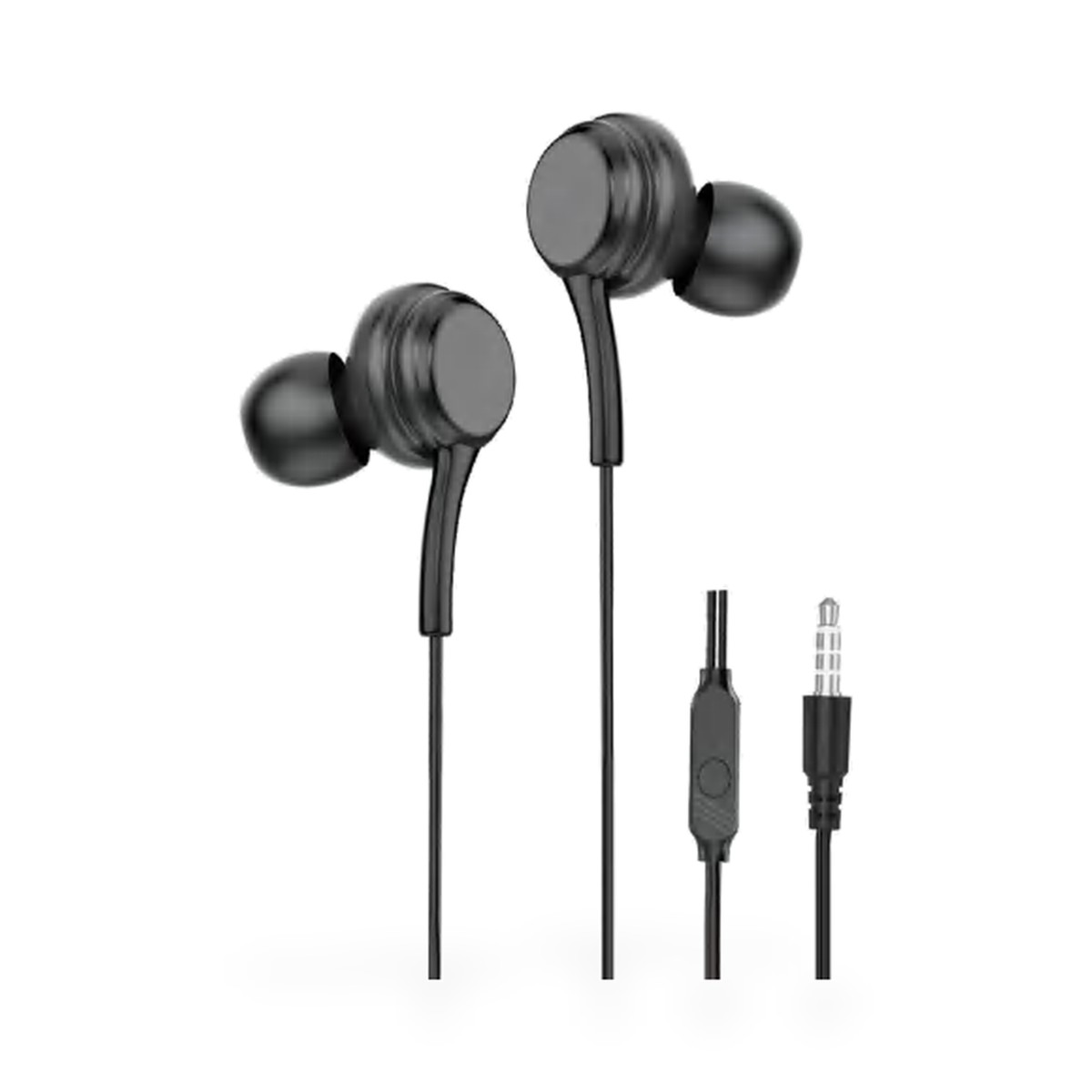 Fone de ouvido intra-auricular com fio P2 e controle no cabo, preto ou branco