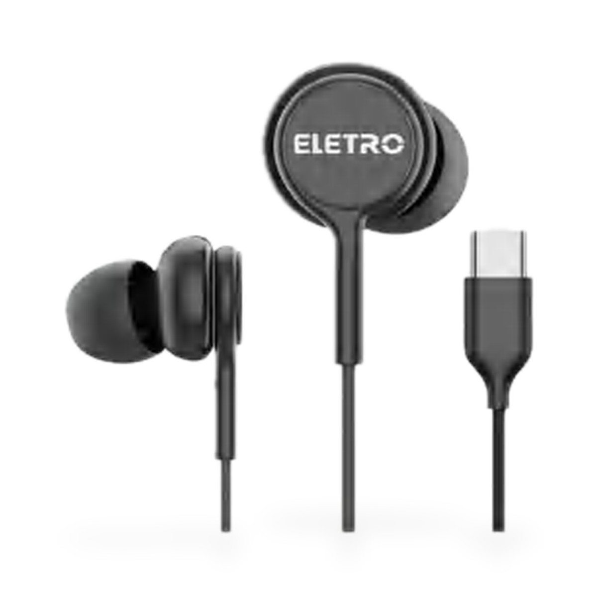 Fone de ouvido intra-auricular USB-C com microfone e volume, preto