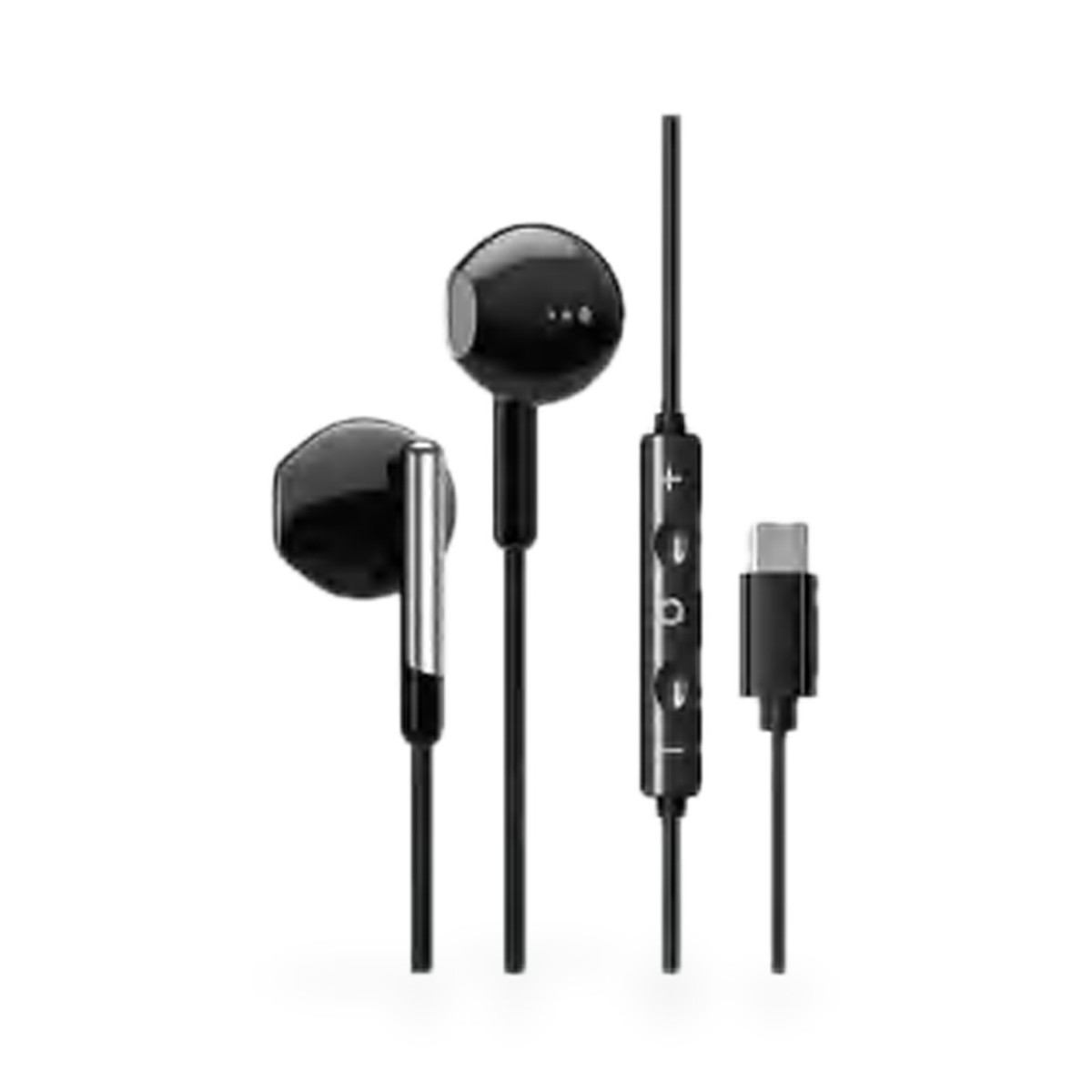 Fone de ouvido USB-C com microfone e volume, haste metalizada
