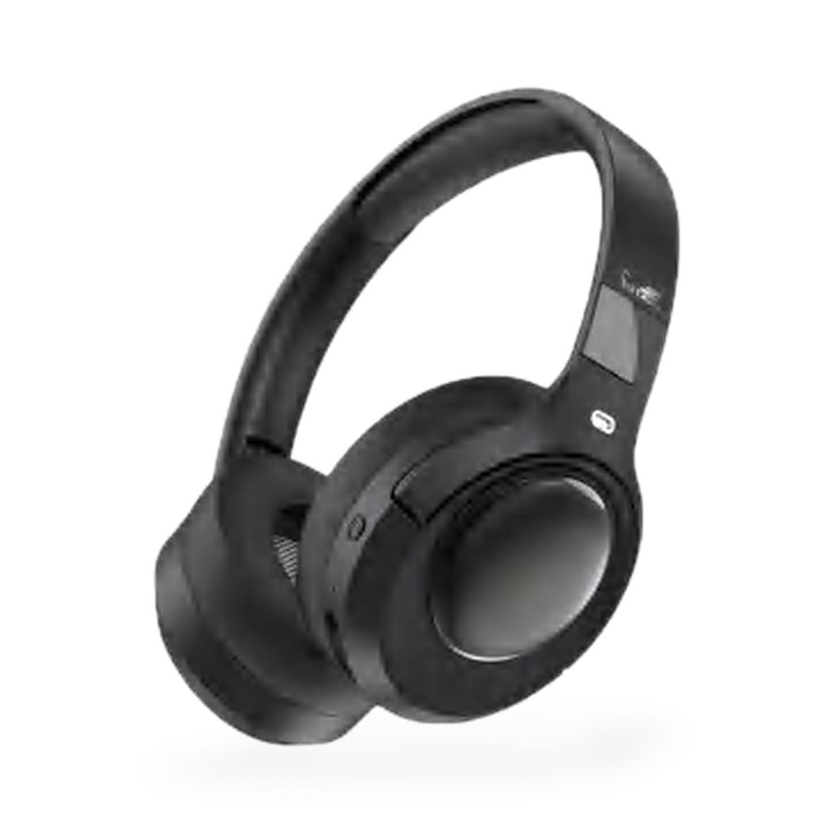 Headphone Bluetooth 5.4 com conchas grandes, preto e creme