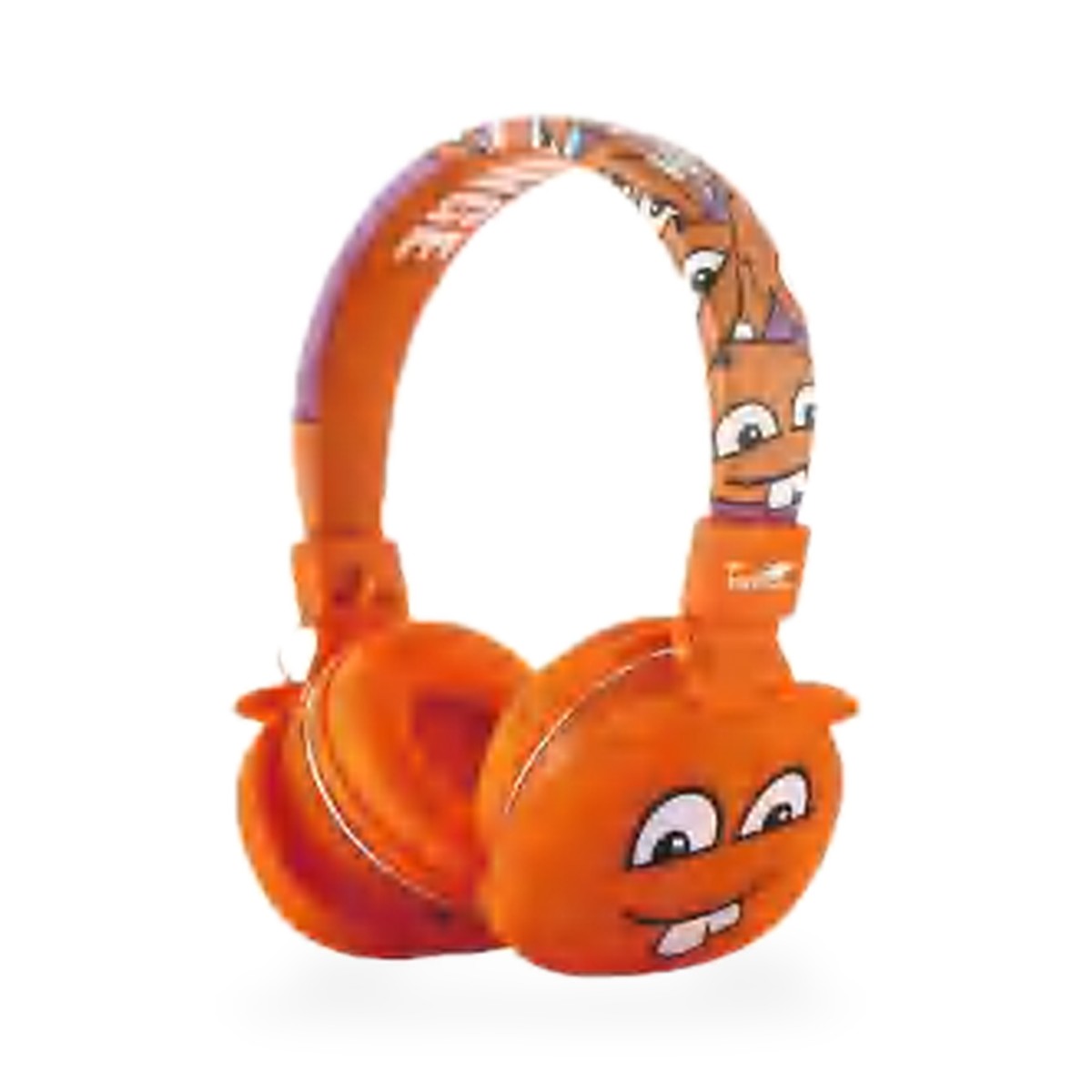 Headphone Bluetooth infantil com carinha nas conchas, 4 cores
