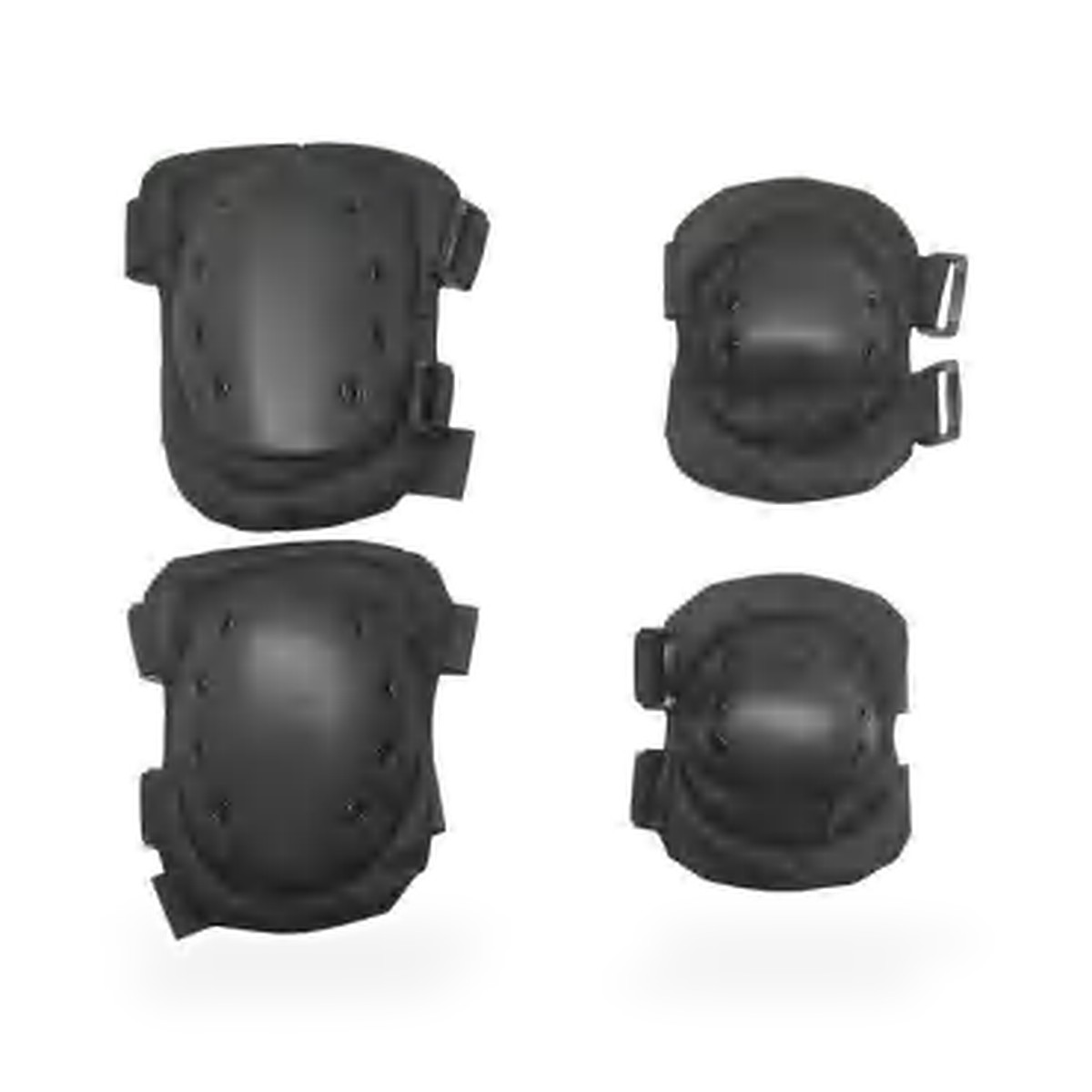 Kit de proteção para skate e patins, 4 peças, joelheira e cotoveleira, preto