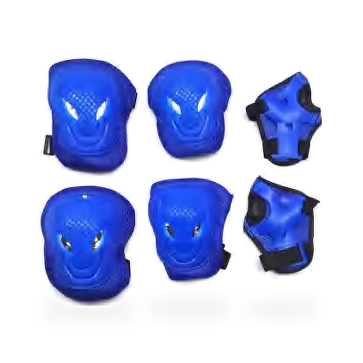 Kit de proteção para skate e patins, 6 peças, carinha em relevo, 4 cores