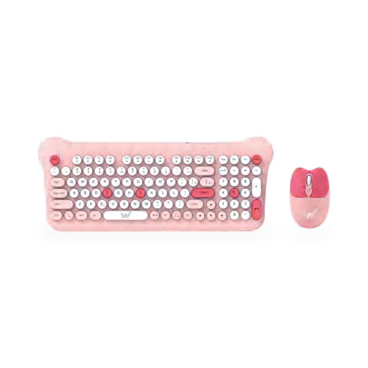 Kit teclado e mouse sem fio 2.4G com teclas redondas, rosa ou lilás