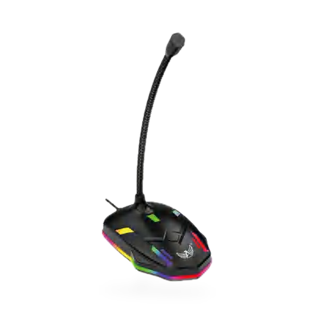 Microfone USB de mesa com haste flexível e luz RGB, cabo de 1,5 m