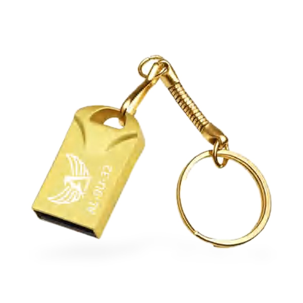 Pendrive 32 GB mini de liga de zinco dourado com chaveiro, USB 2.0/3.0