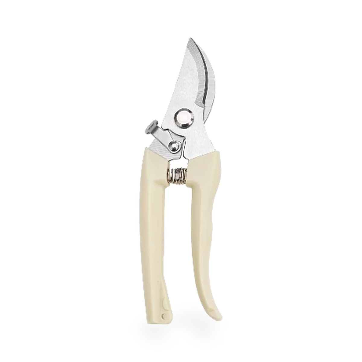 Tesoura de poda 171 mm com lâmina inox e cabo creme, trava de segurança