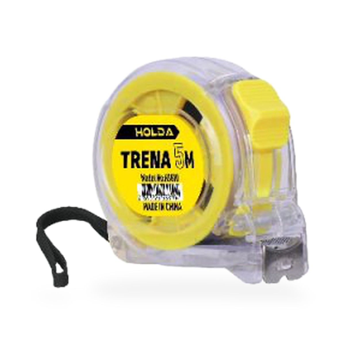 Trena métrica 5 m x 19 mm com corpo transparente e clipe de cinto